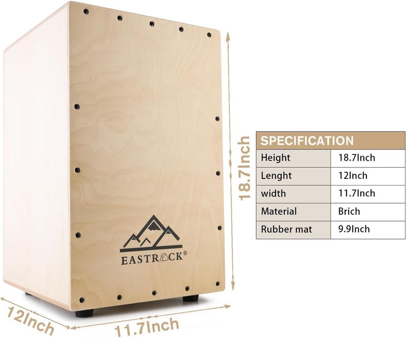 EASTROCK صندوق طبل كاجون من خشب البتولا بحجم كامل (12×11.7×18.7 بوصة) مع أوتار جيتار داخلية - إيقاع خشبي للمبتدئين والمحترفين - Image 5